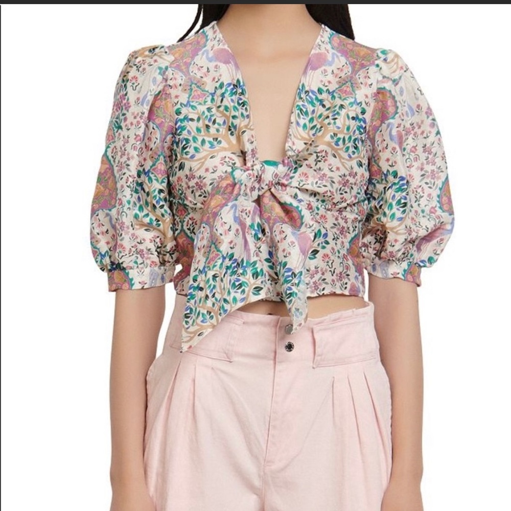 Sandro floral linen/silk top